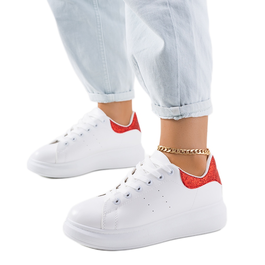 red flatform trainers