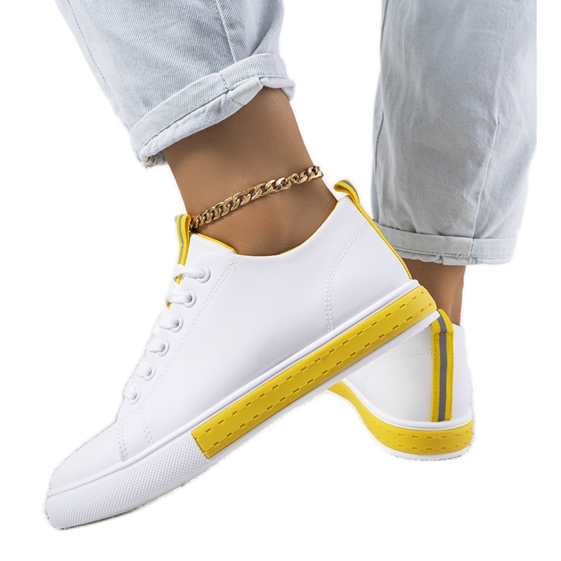 Women's white Lintula sneakers yellow
