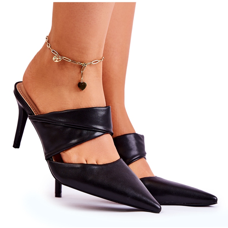 Leather Slippers On A Black Aveline