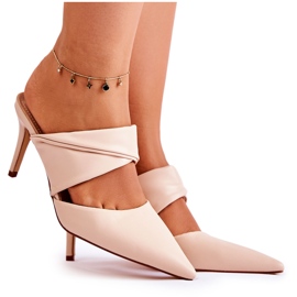 PS1 Leather slippers on a high heel Aveline beige