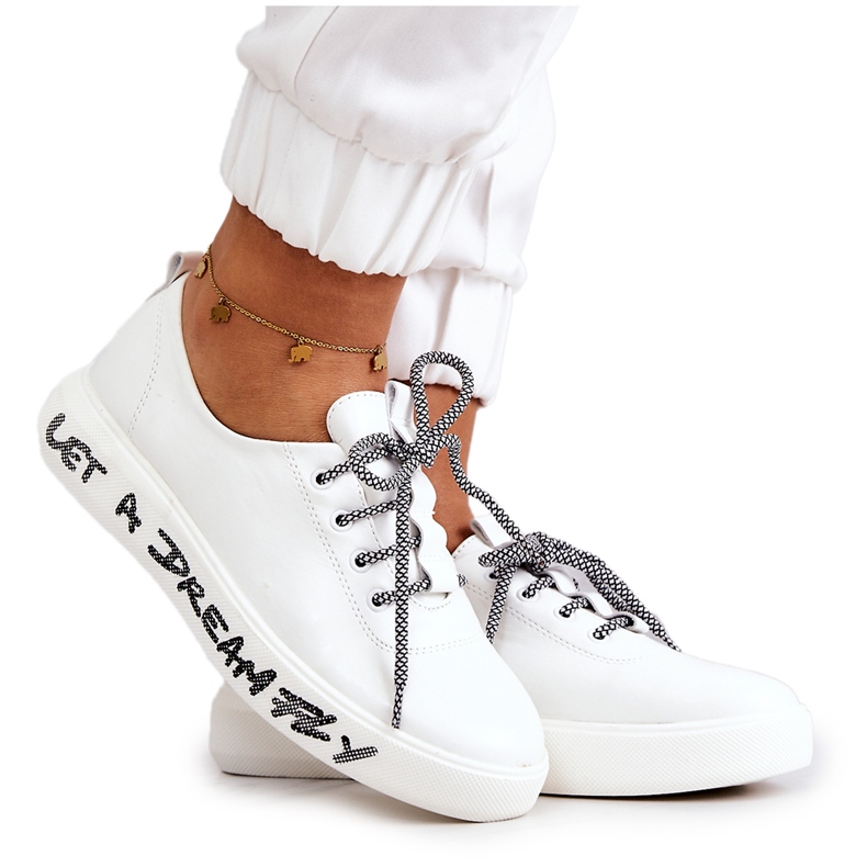 S.Barski Women's Leather Sneakers On The Platform White Marien