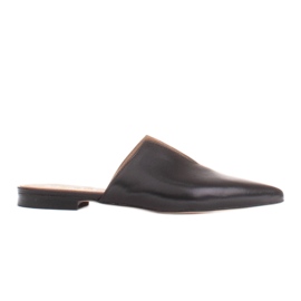 Marco Shoes Leather slippers with a cutout black