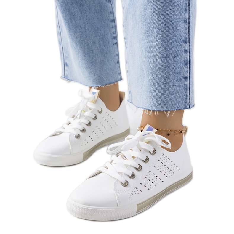 Tuuri women's white and gold sneakers