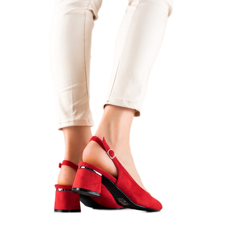 Goodin Suede pumps with an open heel red