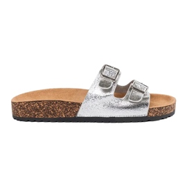 Goodin Comfortable slippers with buckles silver Goodin Comfortable slippers with buckles silver