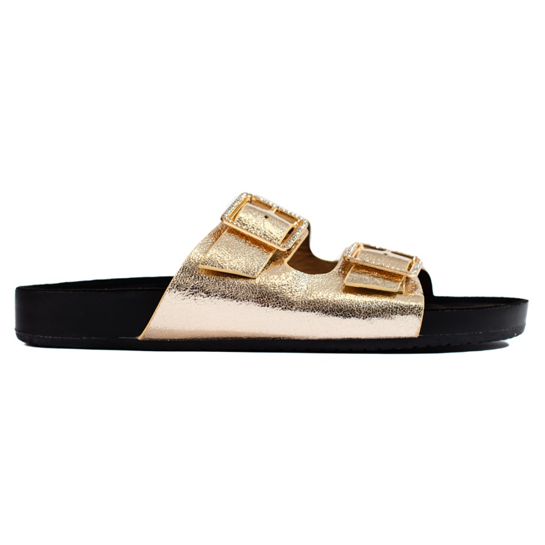 Goodin Golden slippers with decorative buckles Goodin Golden slippers with decorative buckles