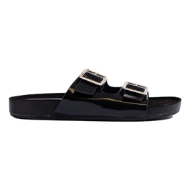 Goodin Black slippers with decorative buckles Goodin Black slippers with decorative buckles