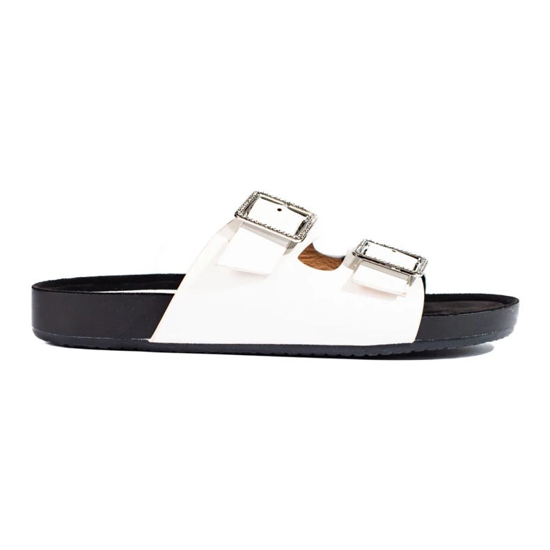 Goodin White slippers with decorative buckles Goodin White slippers with decorative buckles