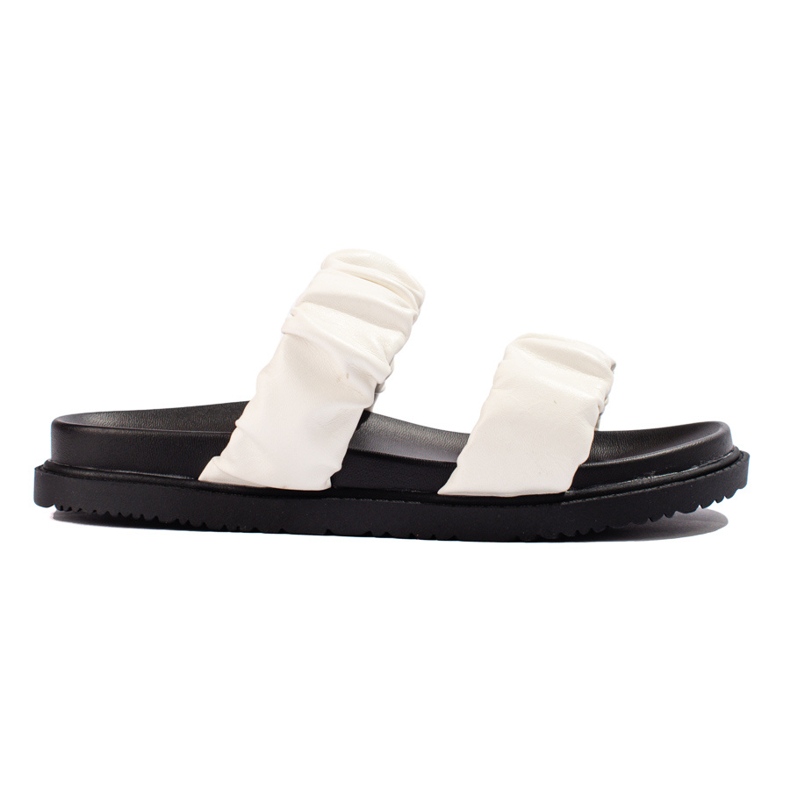 J. Star White slippers with stripes