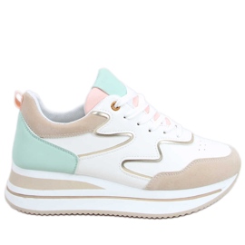 High-soled Devi Beige sports shoes white green golden High-soled Devi Beige sports shoes white green golden
