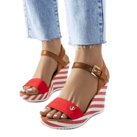 Red espadrilles on the Storey wedge brown Red espadrilles on the Storey wedge brown