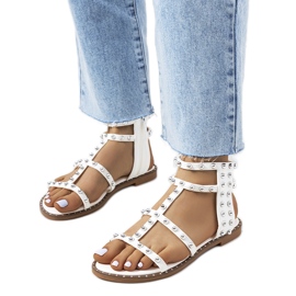 White sandals with Kabor studs