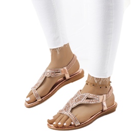 Pink metallic Mikayla sandals golden