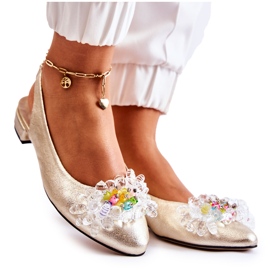 PA2 Leather Ballerinas On High Heels With Golden Elena Ornament