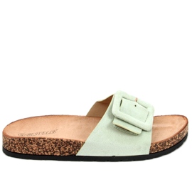 Priya LT.GREEN cork sole slippers