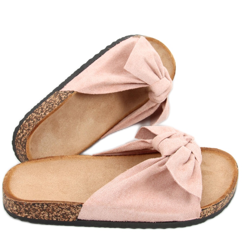 Cork slippers with a Lilac Pink bow