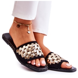S.Barski Women's Leather Slippers On A Flat Heel Black Hollis S.Barski Women's Leather Slippers On A Flat Heel Black Hollis