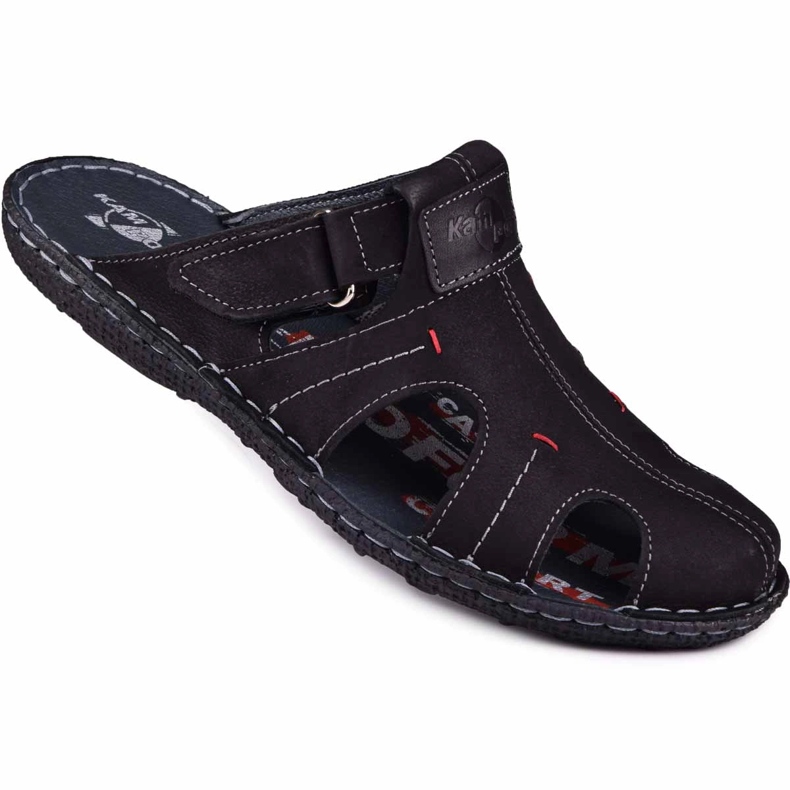 Kampol Men's leather slippers 217 / 22KAM black