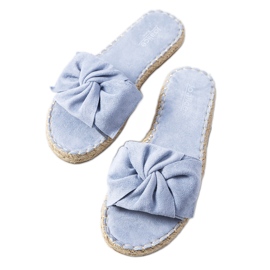 Blue slippers with a Krina bow