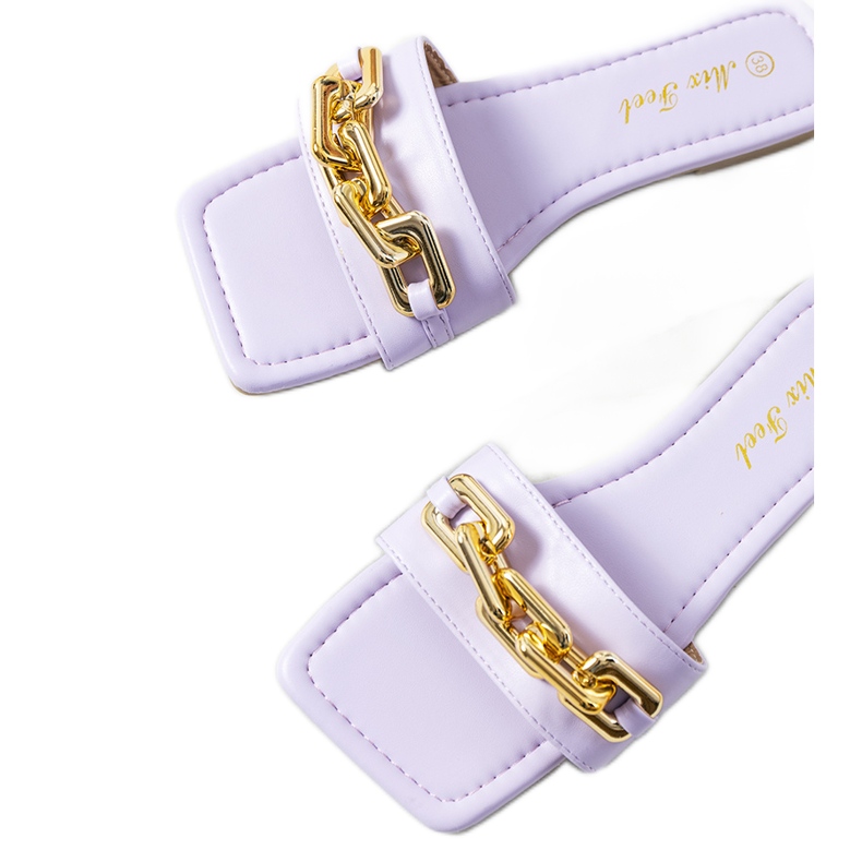 Violet elegant slippers with a Cherell chain