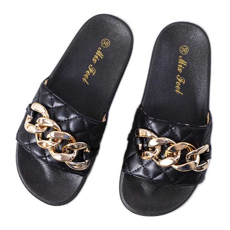 Black quilted Anandi slippers Black quilted Anandi slippers
