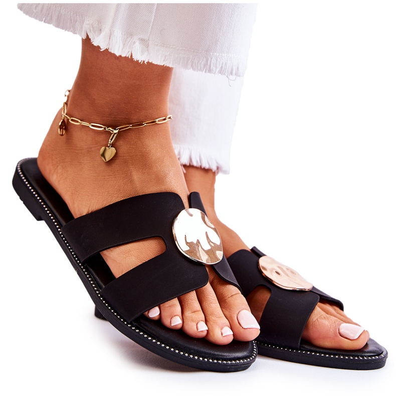 FJ1 Comfortable Women's Slippers With Black Leila Ornament