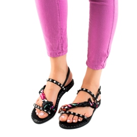 Cm Paris Fashionable Sandals With Cubic Zirconia black