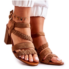 PE1 Suede Women's Sandals On A Heel Camel Elora brown PE1 Suede Women's Sandals On A Heel Camel Elora brown