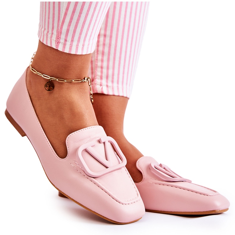 PS1 Loafers Brogues With Pink Hermosa Ornament