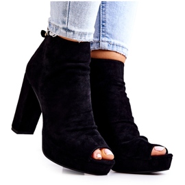 WS1 Black Boots On A Bar Open Toes Black Adore WS1 Black Boots On A Bar Open Toes Black Adore