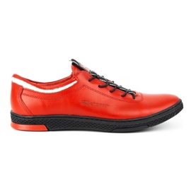 Polbut Men's leather casual shoes K23 red with black
