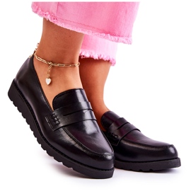 Leather Wedge Loafers La.Fi Black Alannah Leather Wedge Loafers La.Fi Black Alannah