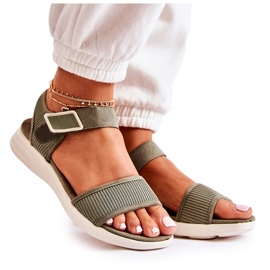 PE1 Women's Comfortable Sandals With Velcro Green Sidney