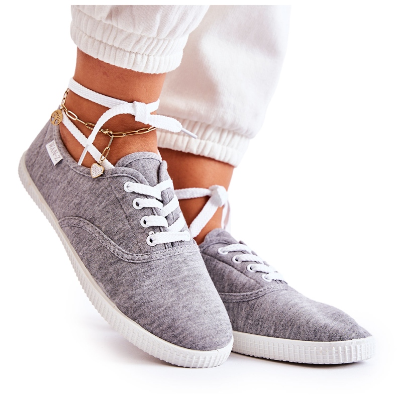 PE1 Women's Classic Sneakers Tied Gray Dellis grey