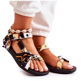 PM1 Women's Sandals With Velcro Black Caprisa white