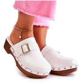 FS1 Women's Slippers Clogs On Heel White Ivette