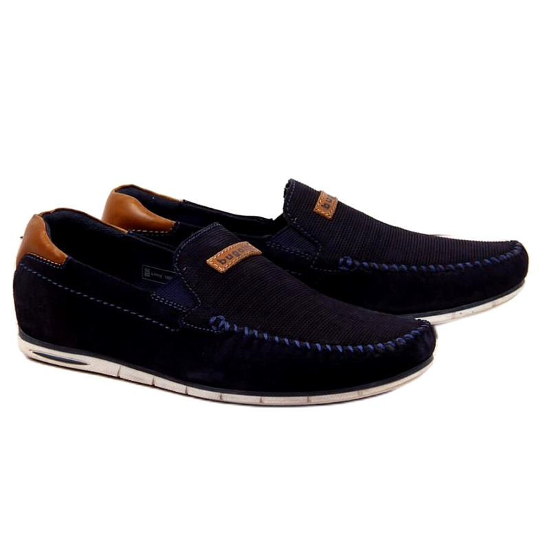 Leather loafers Bugatti M HH153084 navy blue brown