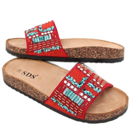 Taida Red cork slippers blue