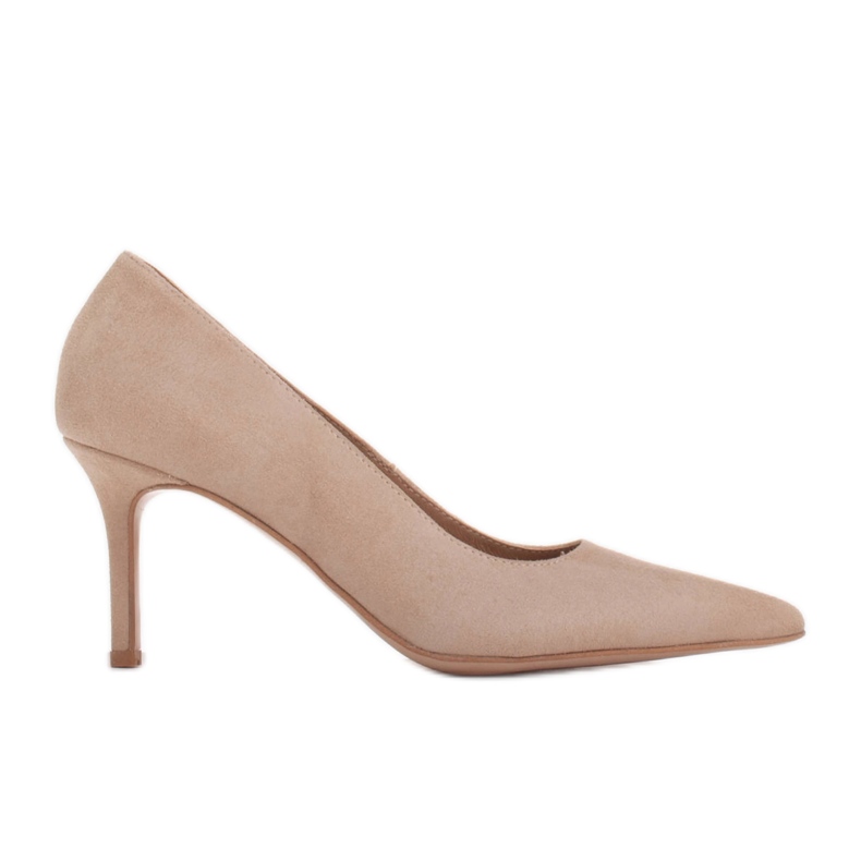 Marco Shoes Elegant suede heels beige