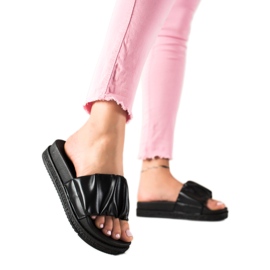 SHELOVET Black Slippers On The Platform