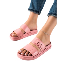 SHELOVET Pink slippers with a buckle