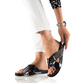 Groto Gogo Shimmering Black Slippers Groto Gogo Shimmering Black Slippers