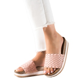 SHELOVET Braided Slippers On The Platform pink