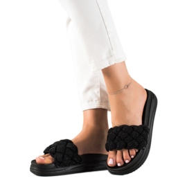 Seastar Black slippers with crystals