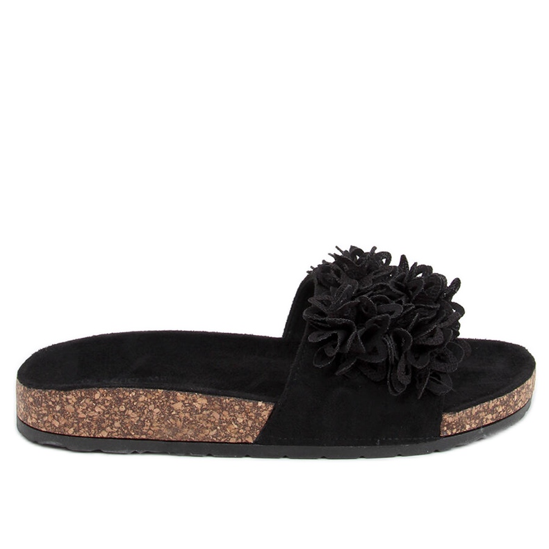 Berry Black cork slippers