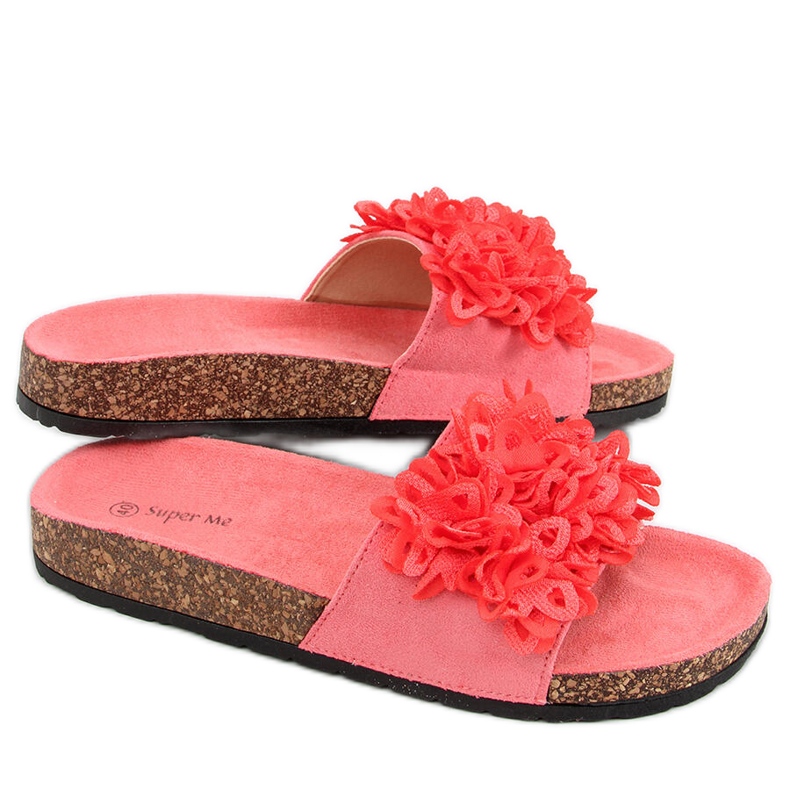 Berry Coral cork slippers pink