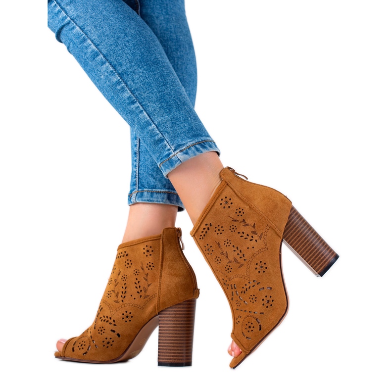 Seastar Openwork Open Toe Boots brown