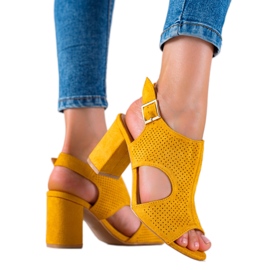 Small Swan Built-up openwork sandals yellow Small Swan Built-up openwork sandals yellow