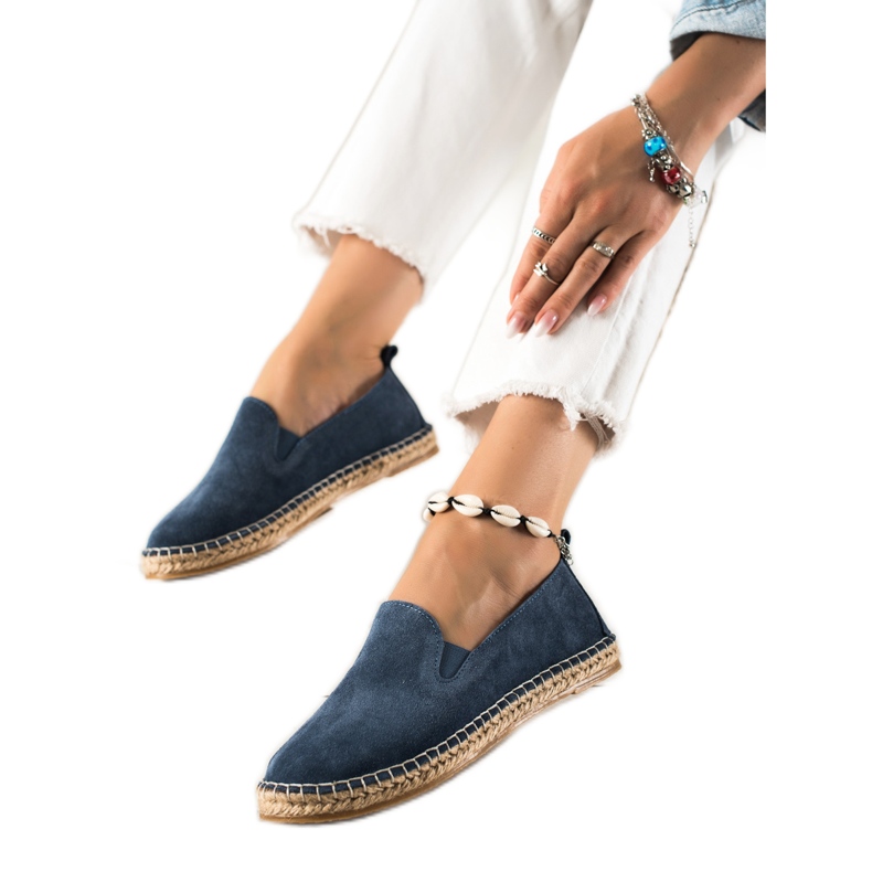 T.Sokolski Classic Leather Espadrilles navy blue