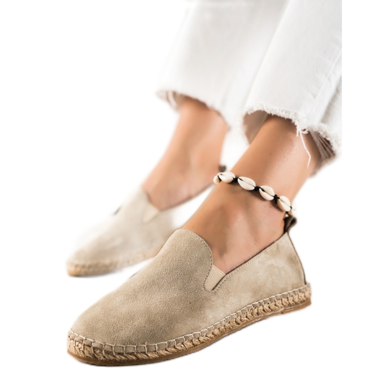 T.Sokolski Classic Leather Espadrilles beige brown
